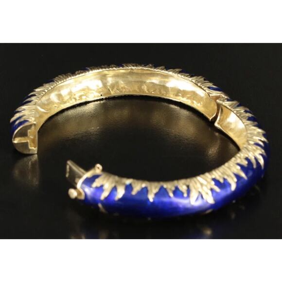 Vintage Cartier 18k Gold Blue Enamel Bangle Bracelet RARE - Picture 11 of 16